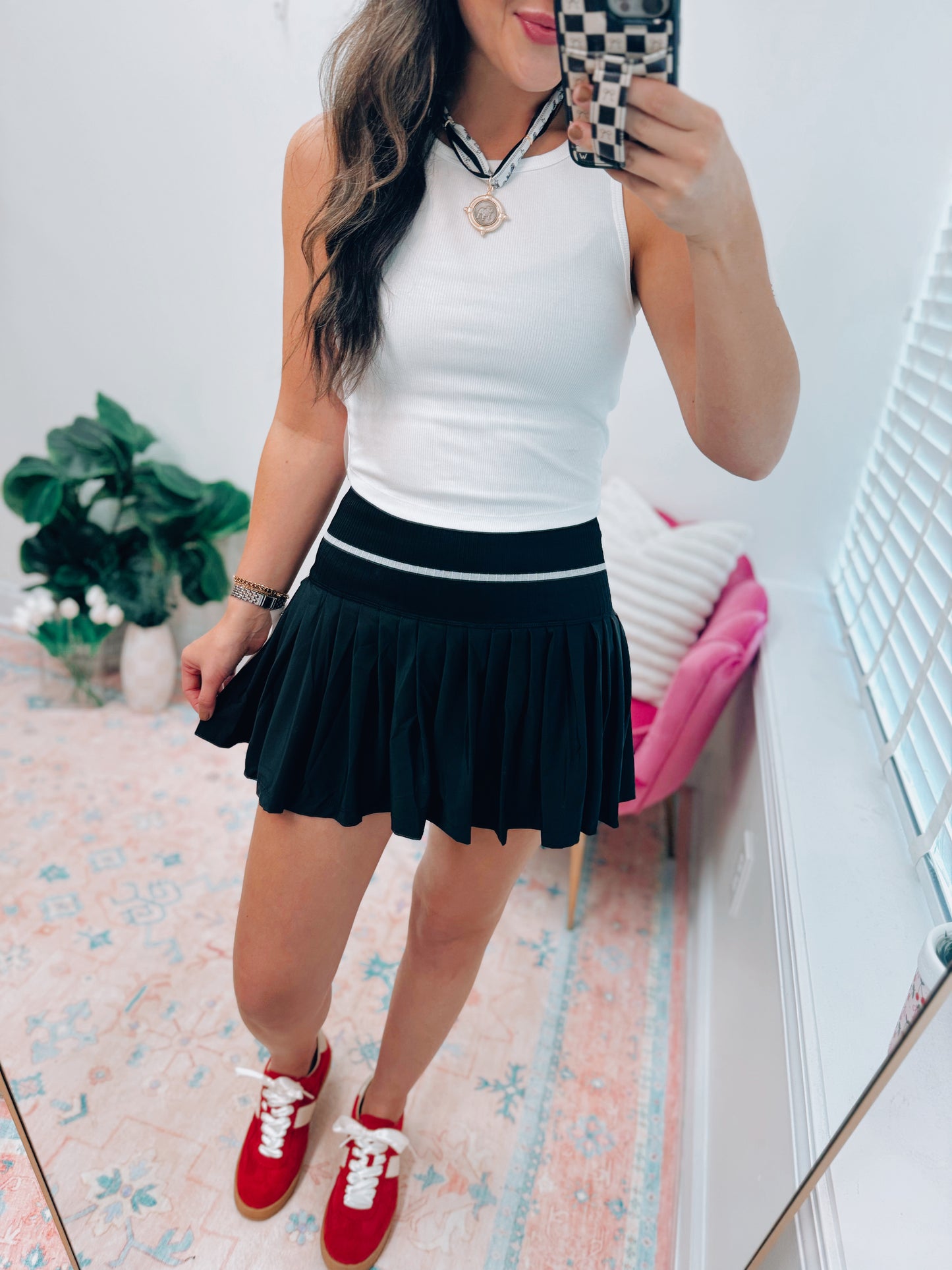 Thick Ribbed Pleated Mini Skirt