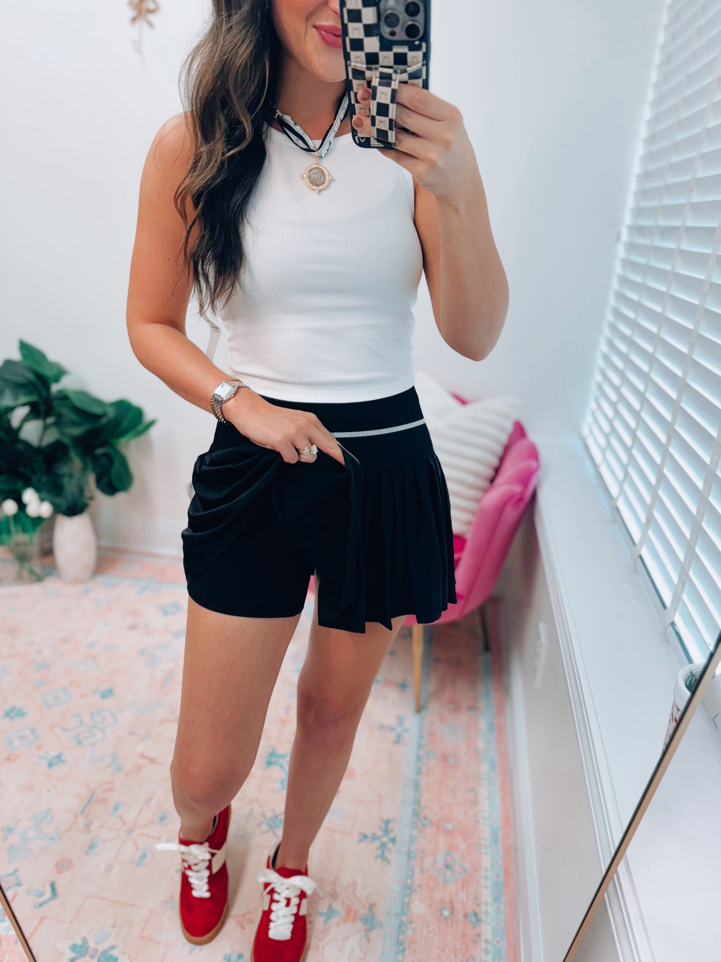 Thick Ribbed Pleated Mini Skirt