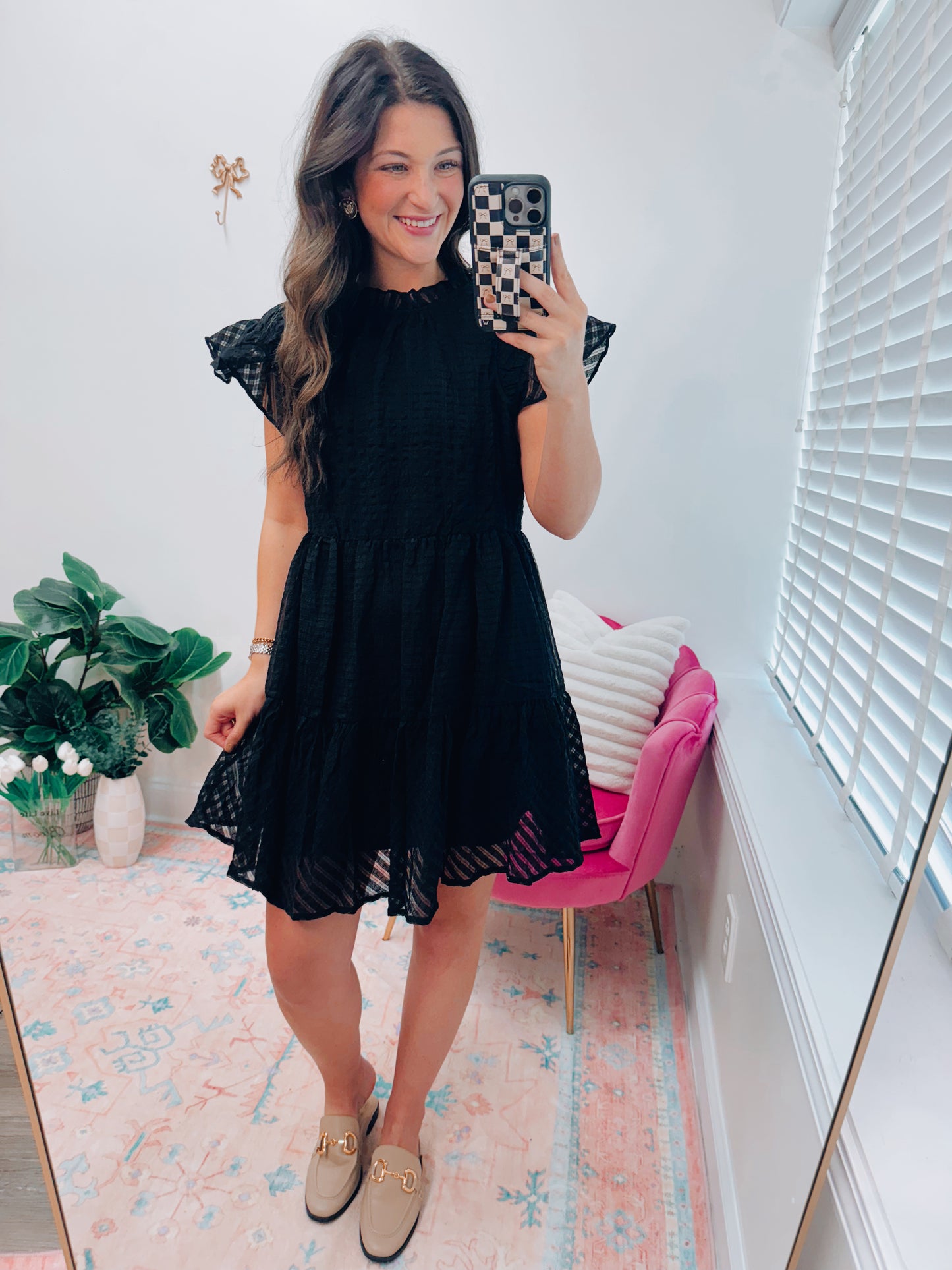 Black Textured Mini Dress