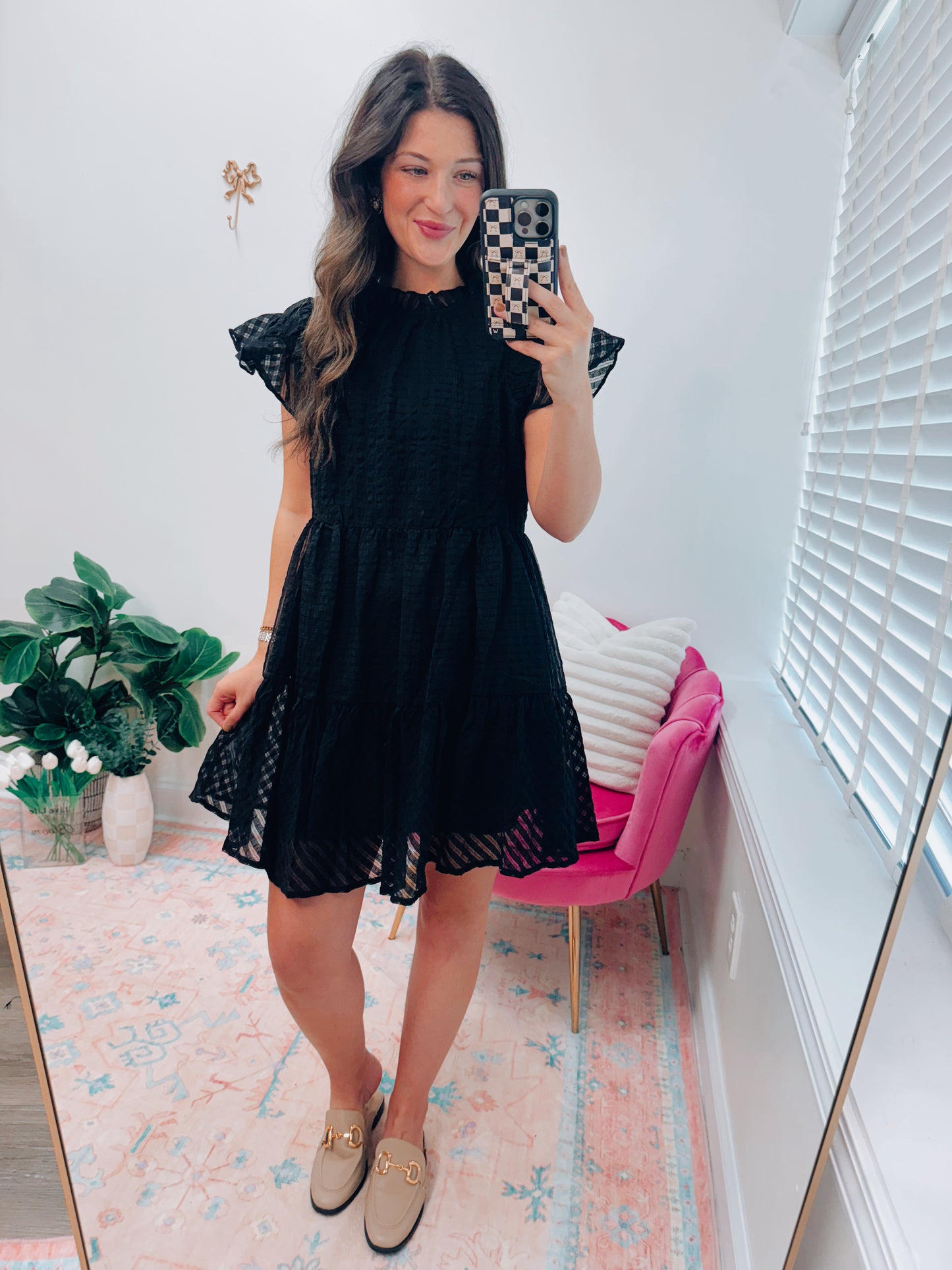 Black Textured Mini Dress