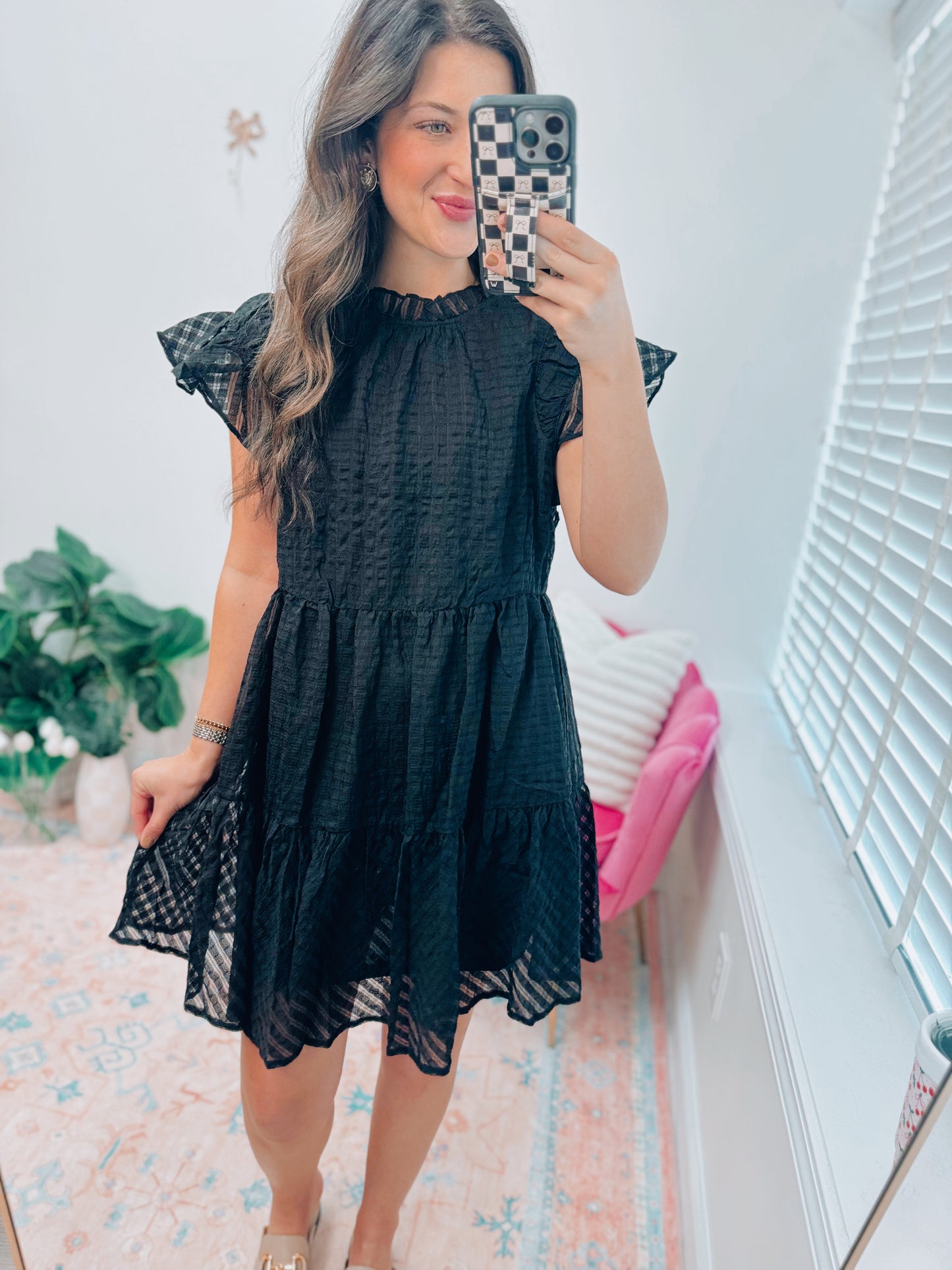 Black Textured Mini Dress