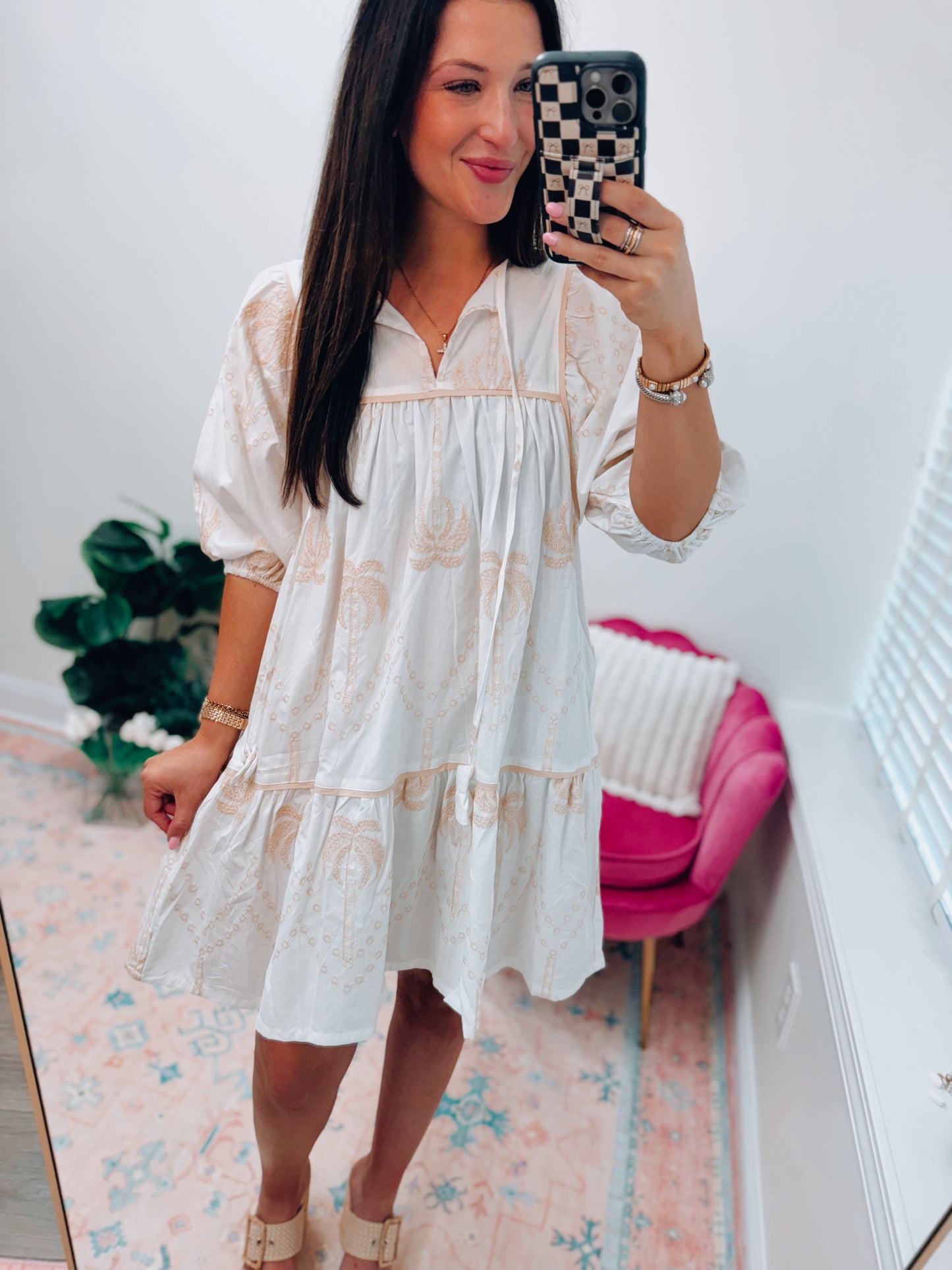 CURVY Boho Tropic Embroidered Babydoll Dress