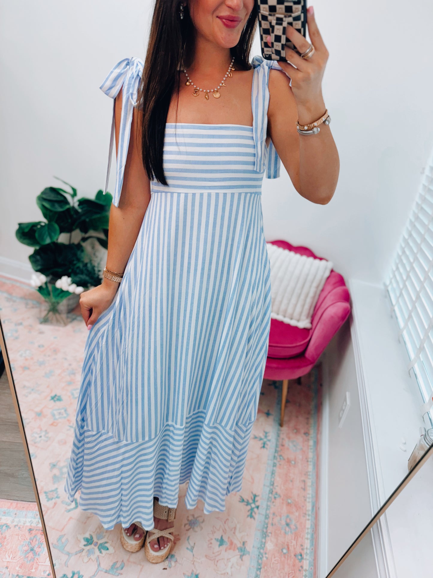 Coast To Coast Striped Tie Dress