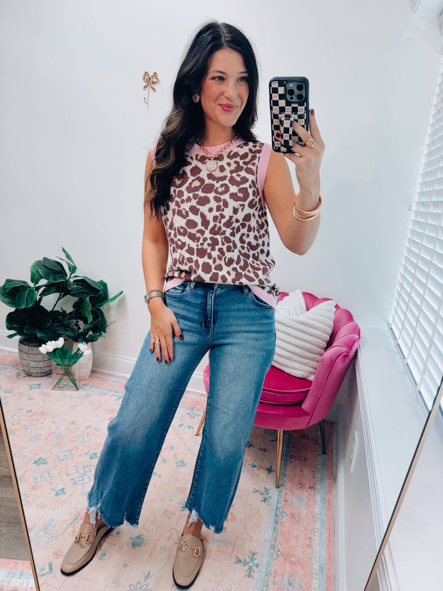 Leopard Knit Sweater Top