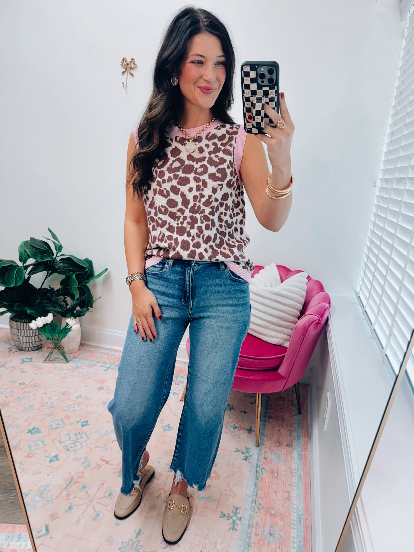 Leopard Knit Sweater Top