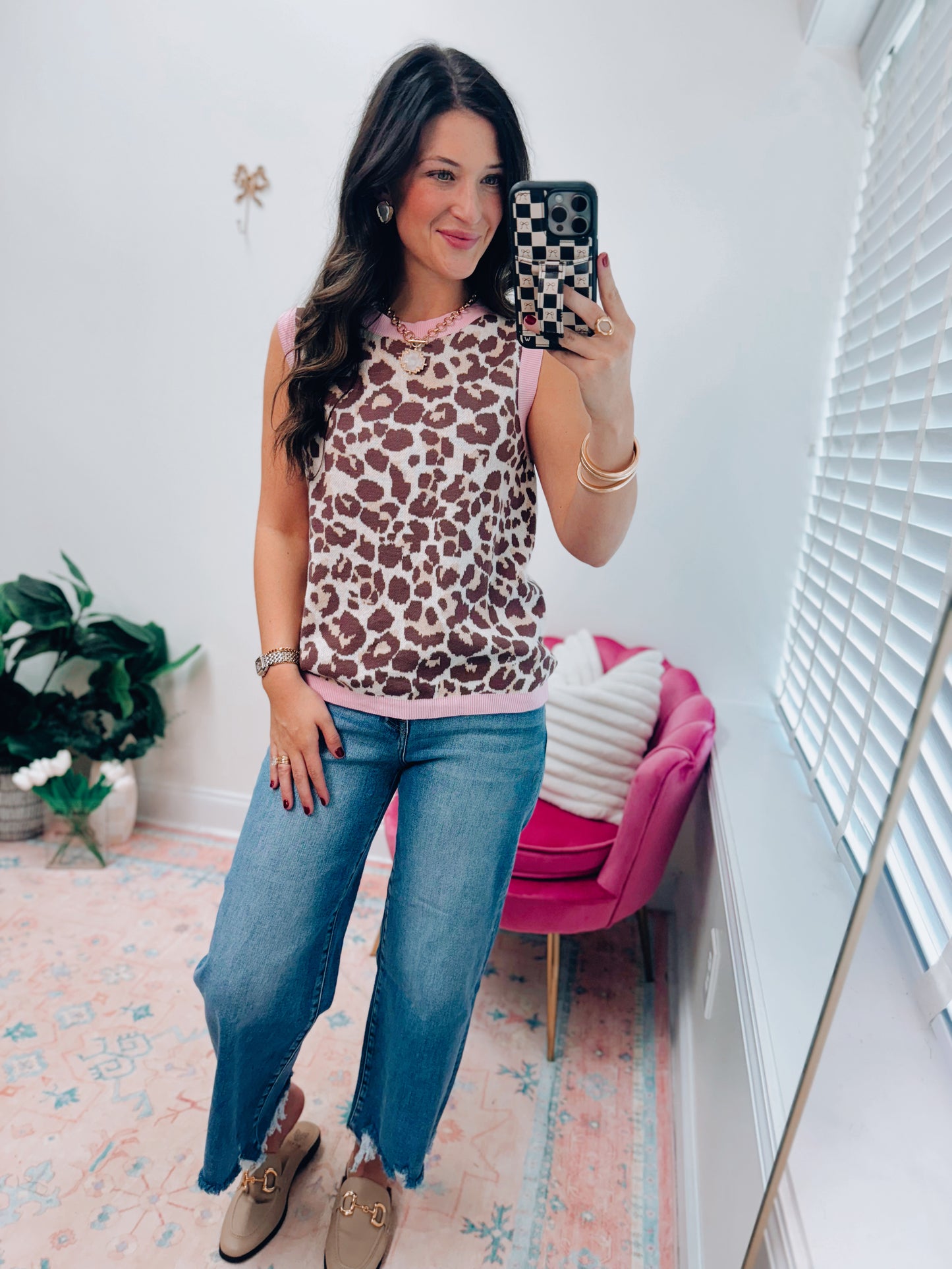 Leopard Knit Sweater Top