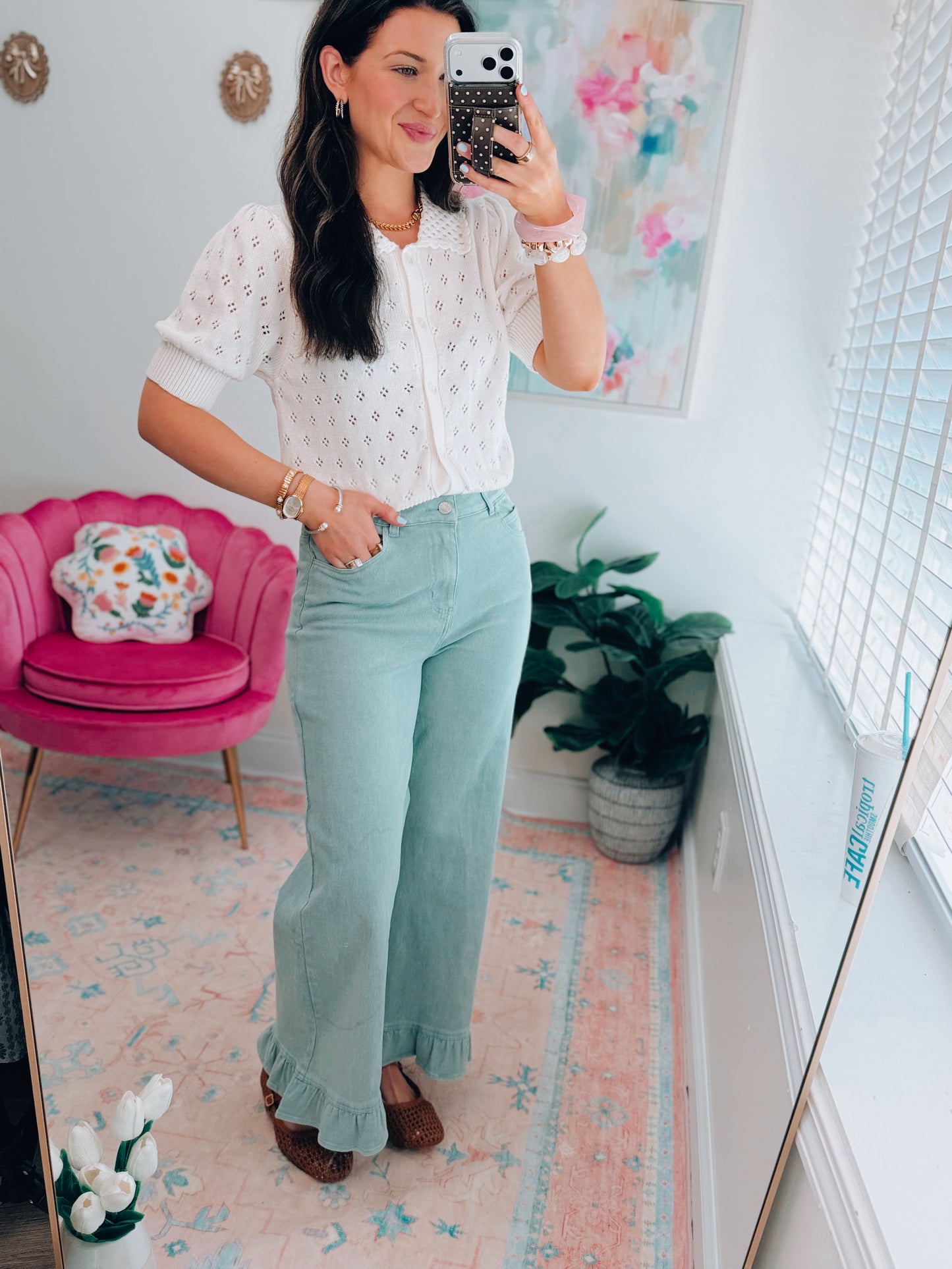 Briar Ruffle Bottom Denim - Seafoam