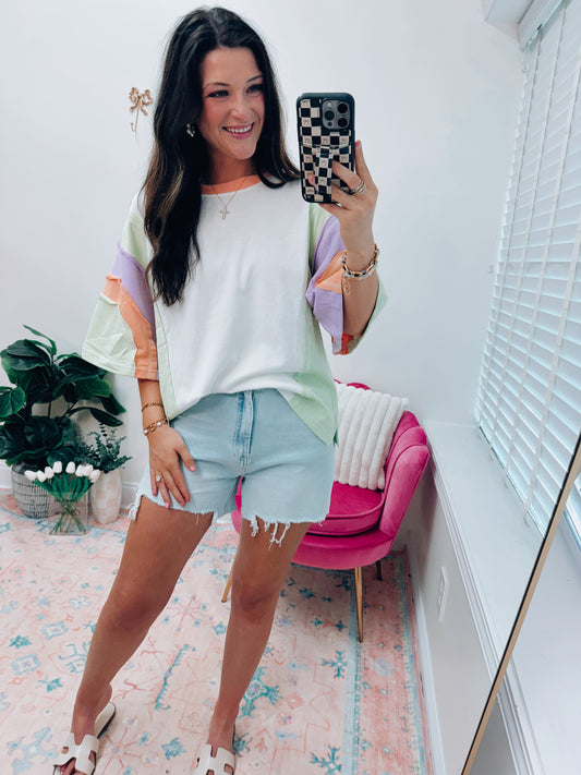 Comfort Stretch Distressed Lt.Denim Shorts