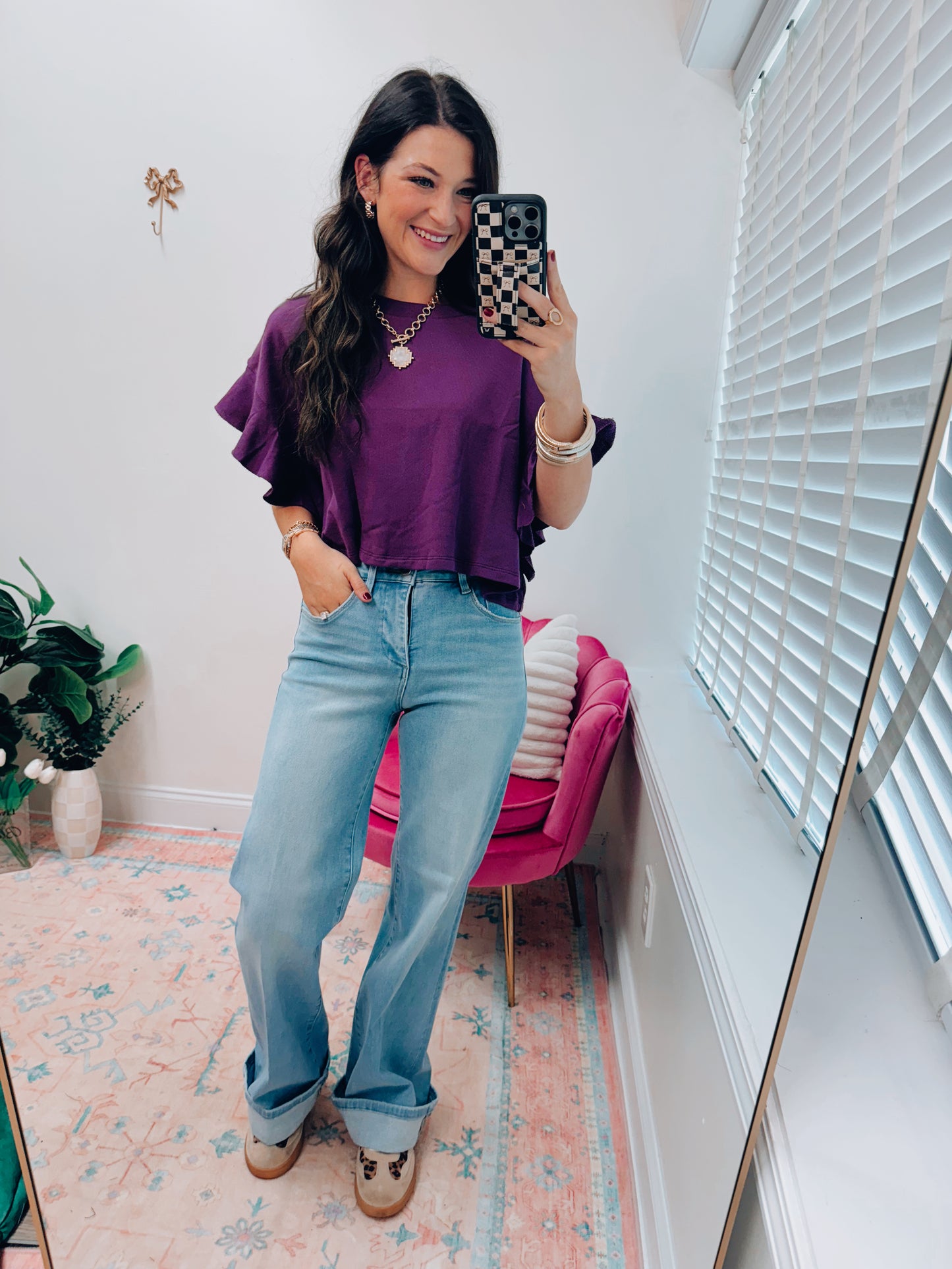 Tickled Purple Ruffled Top