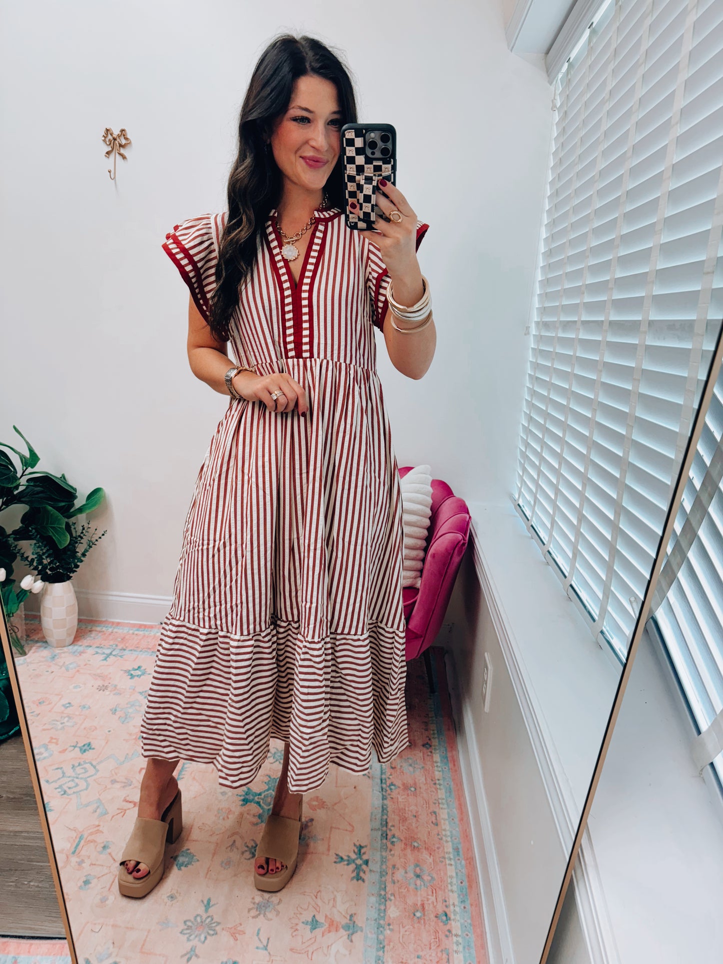 Sienna Striped Ruffle Midi Dress