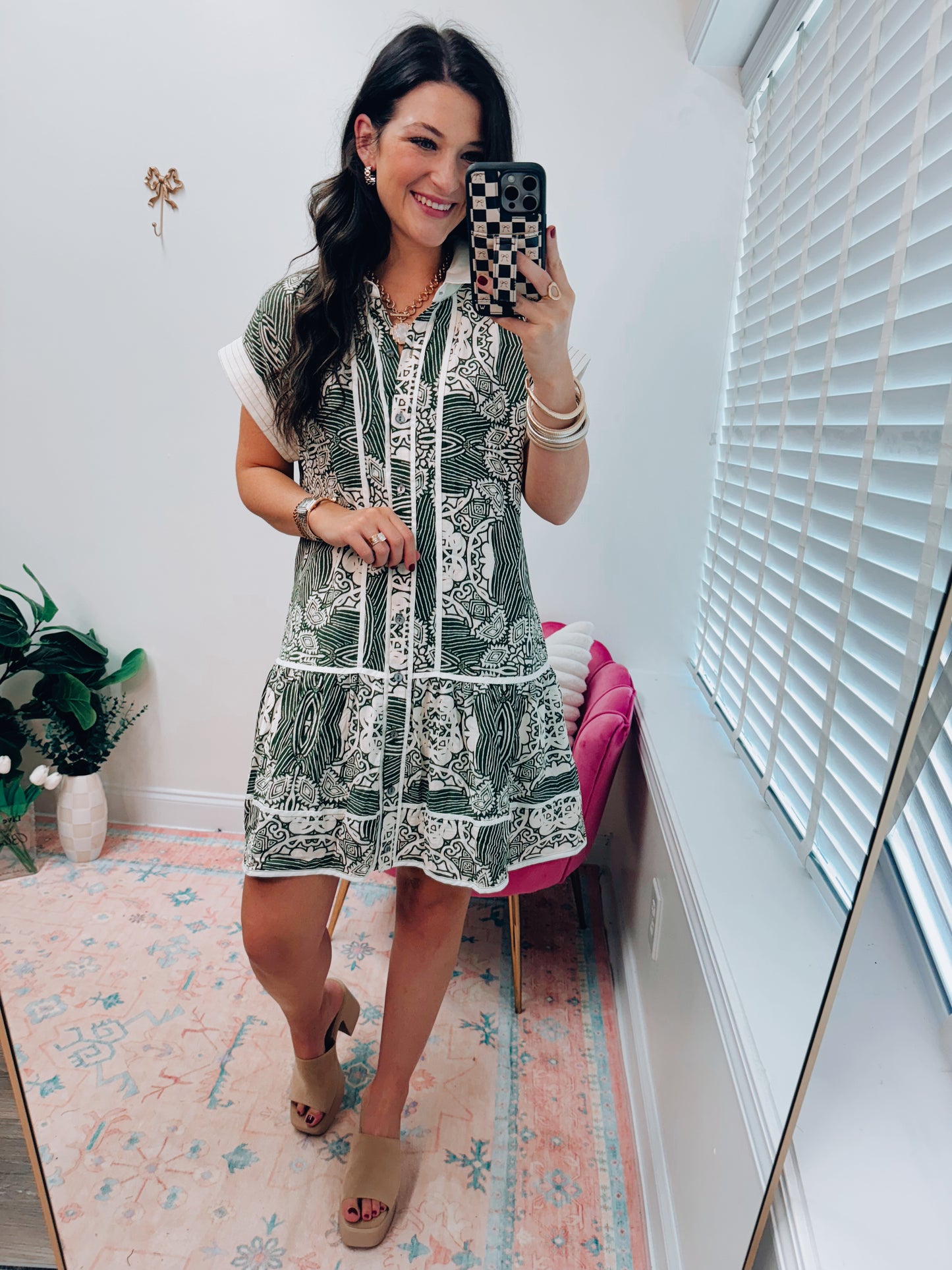 Timberline Olive Abstract Mini Dress