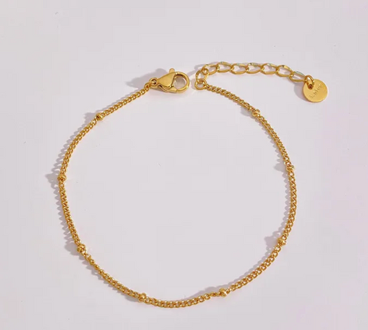 Gold Plated Pleated Chain Bracelet