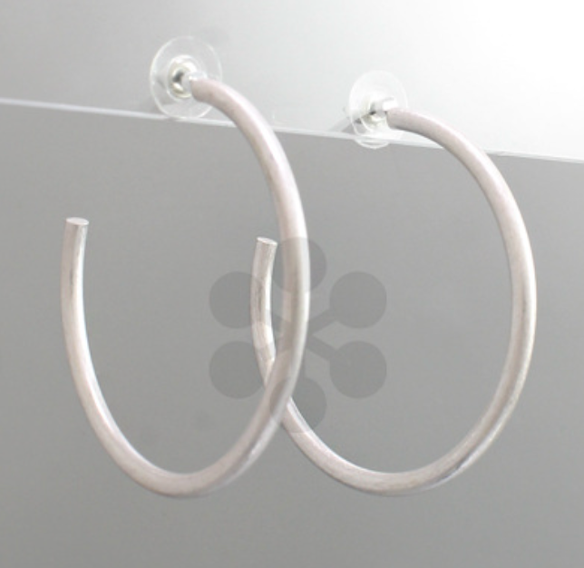50mm Open Hoops Worn Silver