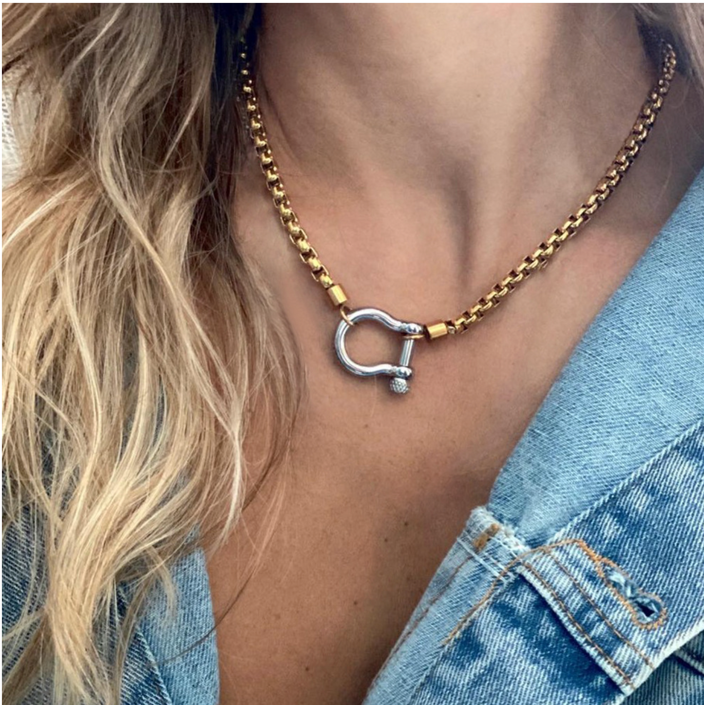 Gold Plated Horseshoe Chain Necklace