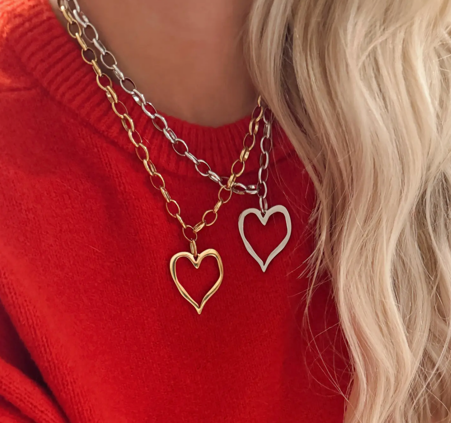 Gold Plated Heart Chain Necklace