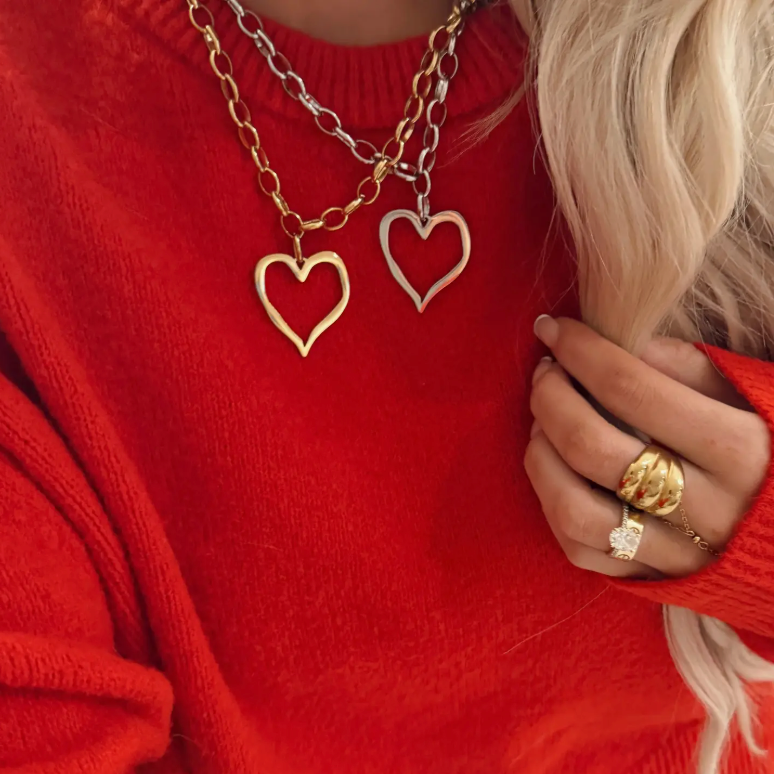 Gold Plated Heart Chain Necklace