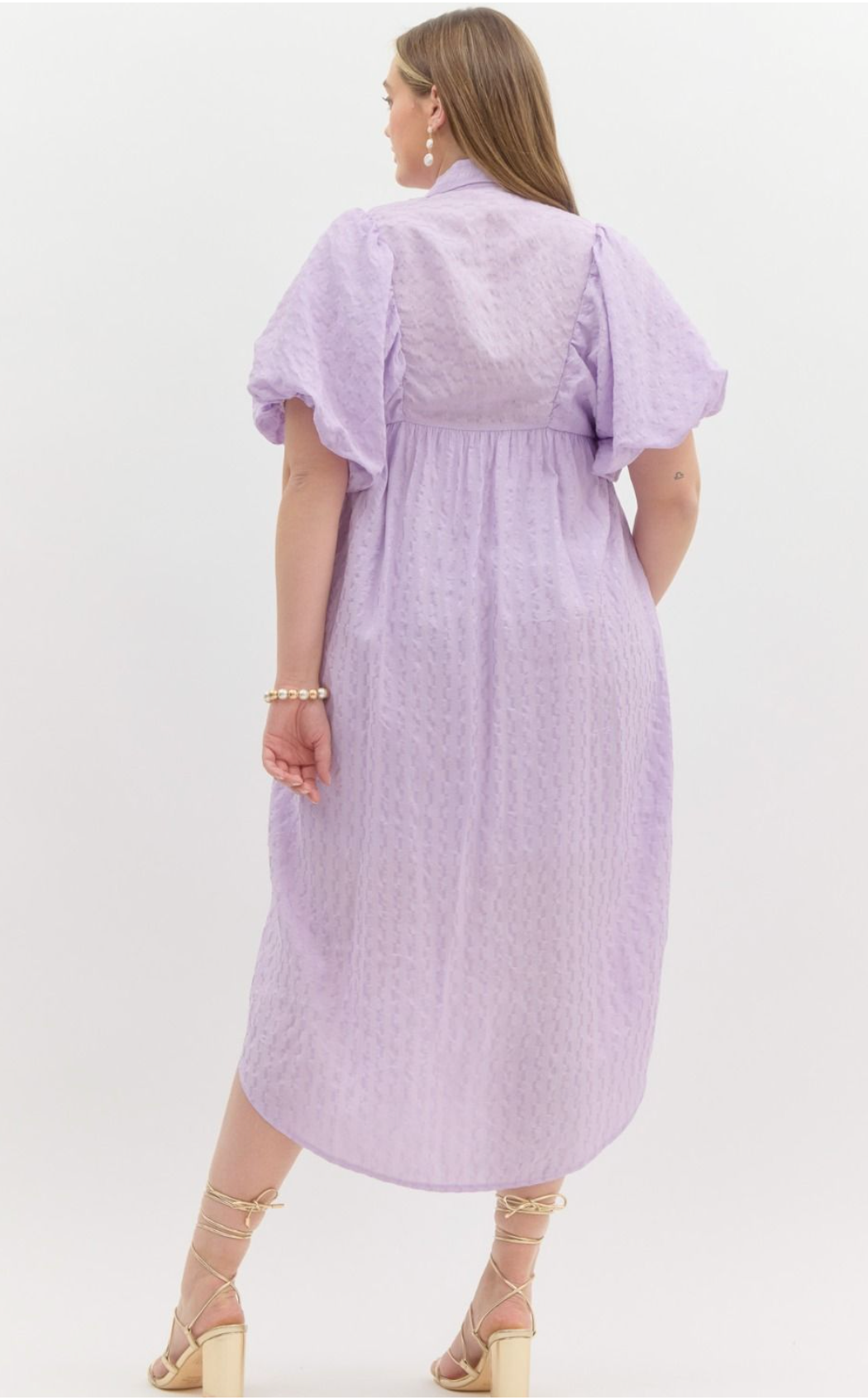CURVY Lilac Ruched Midi Dress