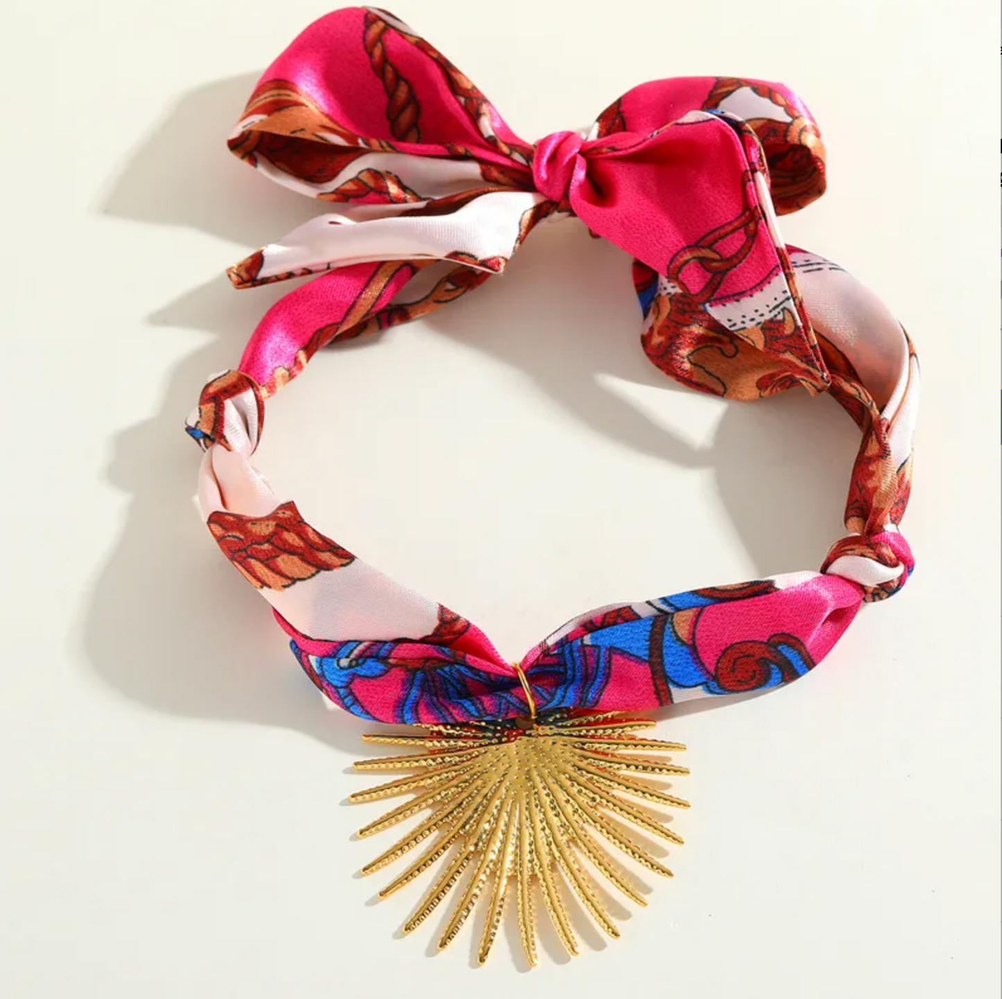 Heart Sunburst Scarf Necklace