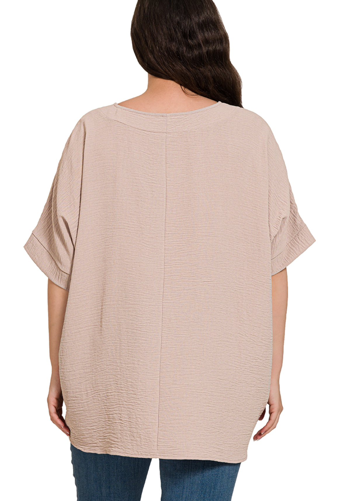 CURVY Denise Air Wick Woven Top - Ash Mocha