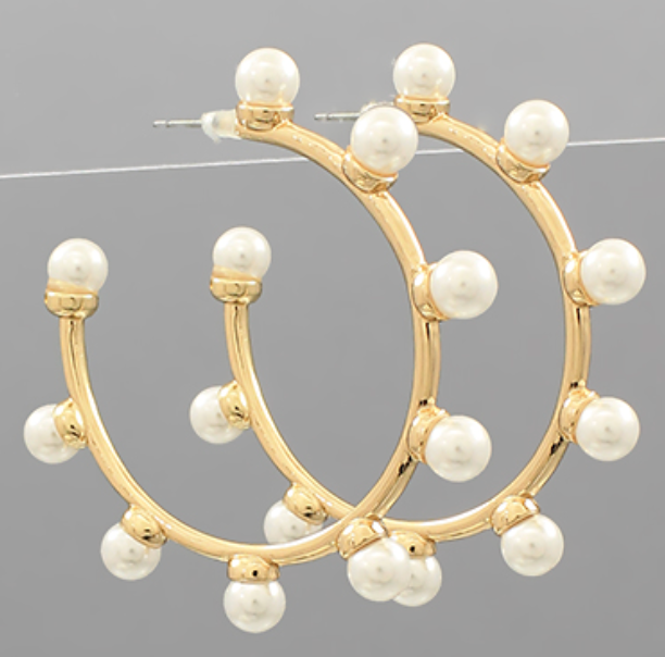 Pearl & Gold Hoops