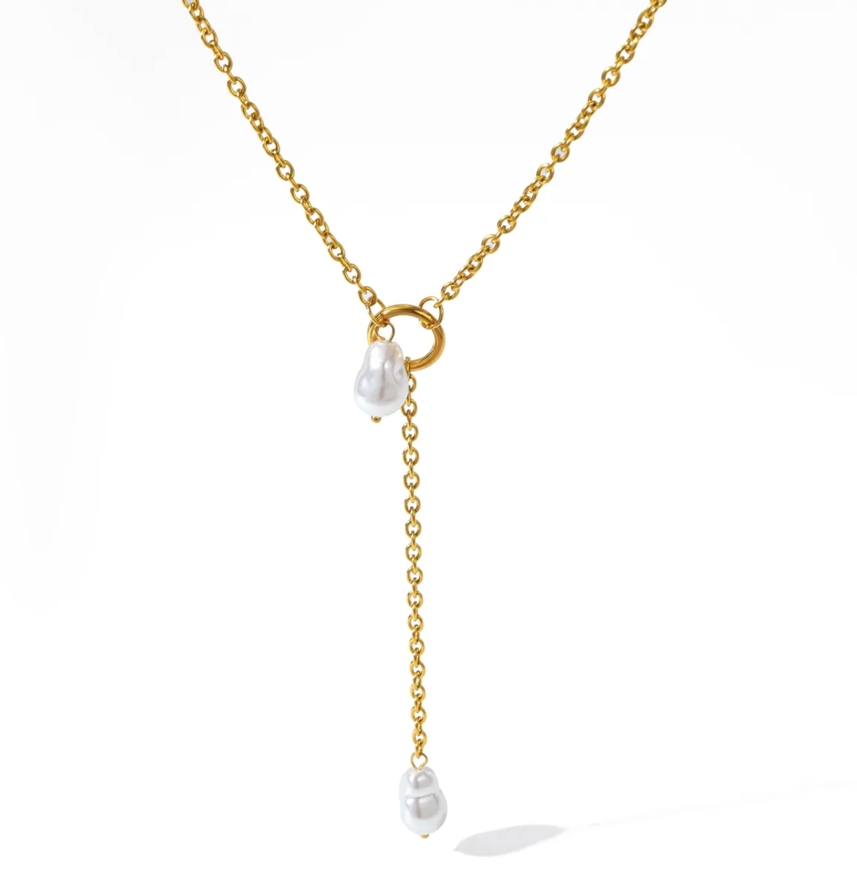 18k Gold Plated Calli Double Pearl Necklace