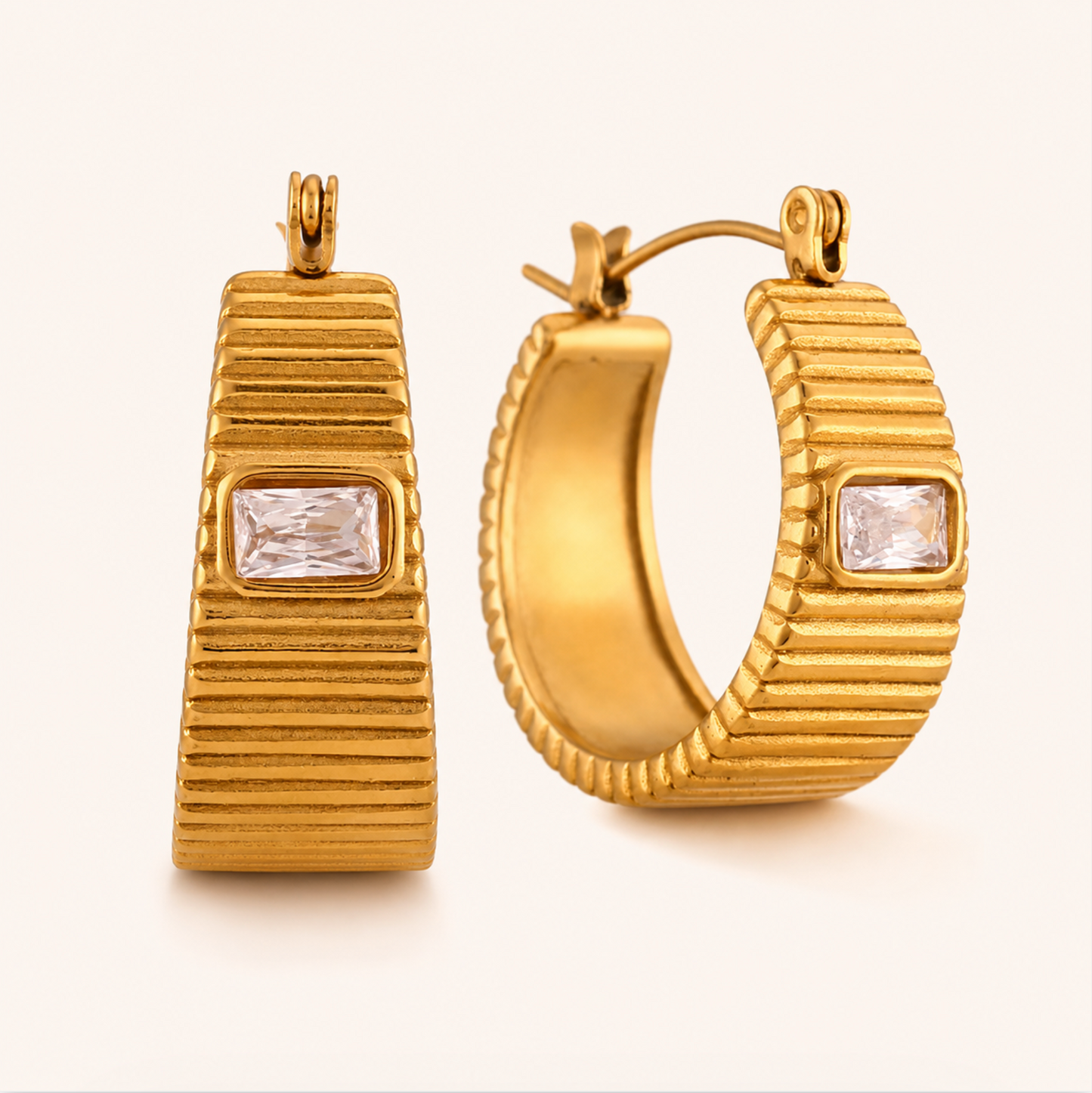 Sirus Pleated Gold Hoop | 18K Gold Plated