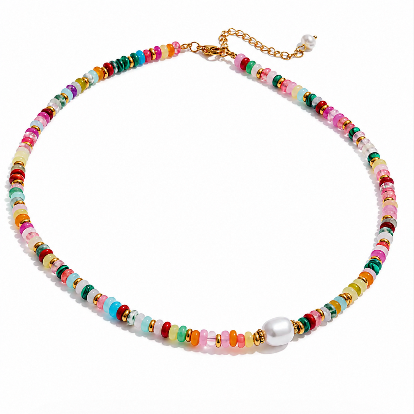 Colorful Beaded Pearl Necklace | Waterproof