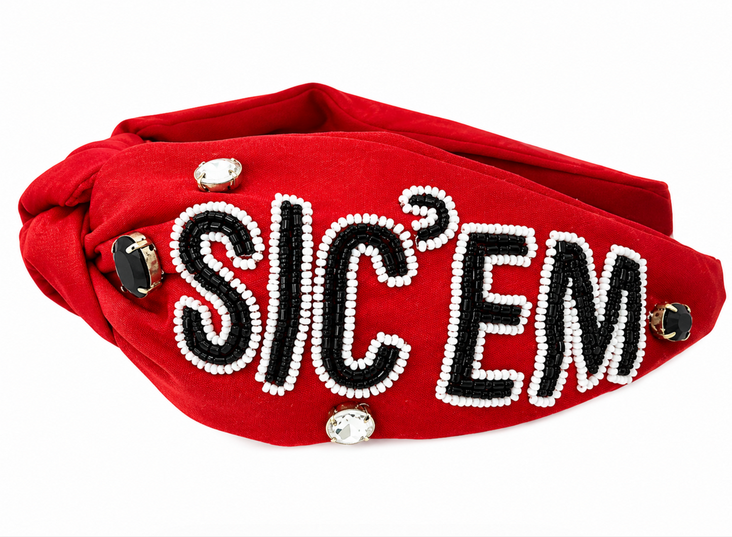 SIC'EM Beaded Sequin Headband - Red