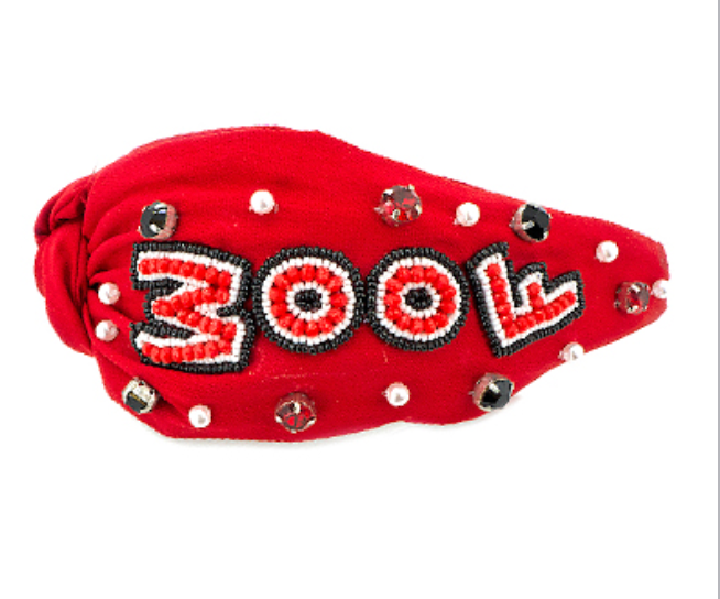 WOOF Beaded Sequin Headband - RED