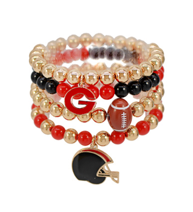 Gameday Red and Black Charm Bracelet Set