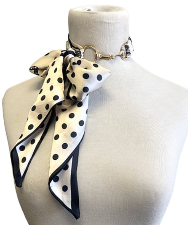 Polka Dot Horsebit Scarf Necklace