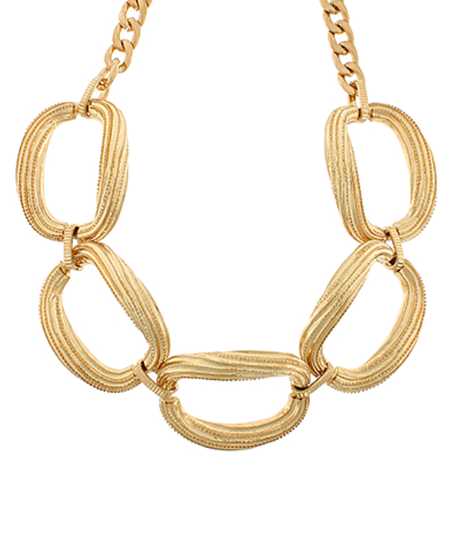Textured Geo Oval Chain Necklace