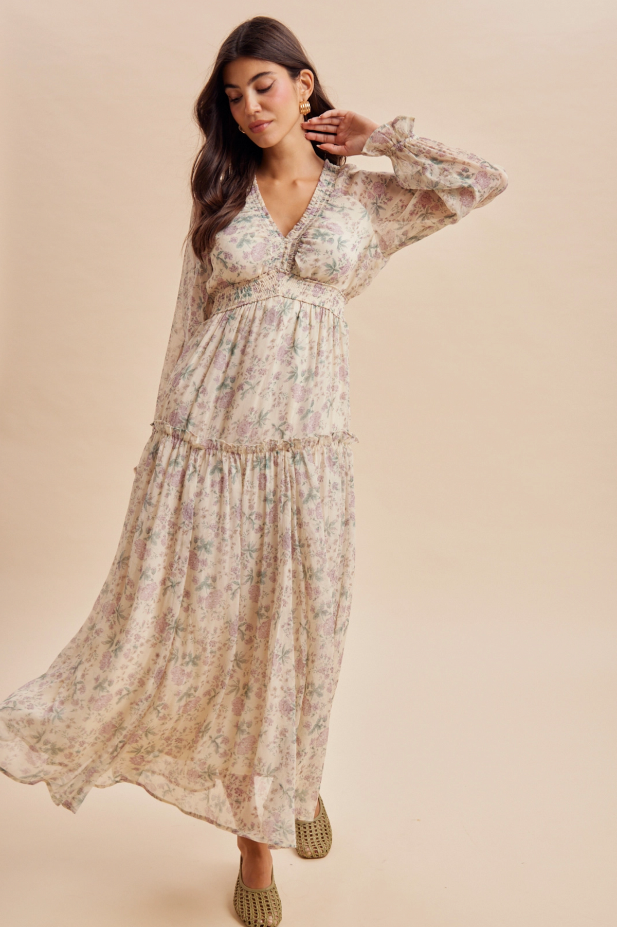 Lila Smocked Floral Maxi Dress