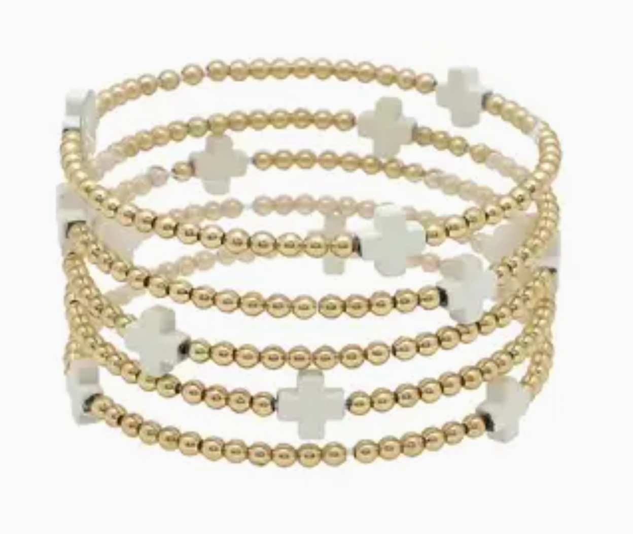Gold Beaded White Cross Bracelet