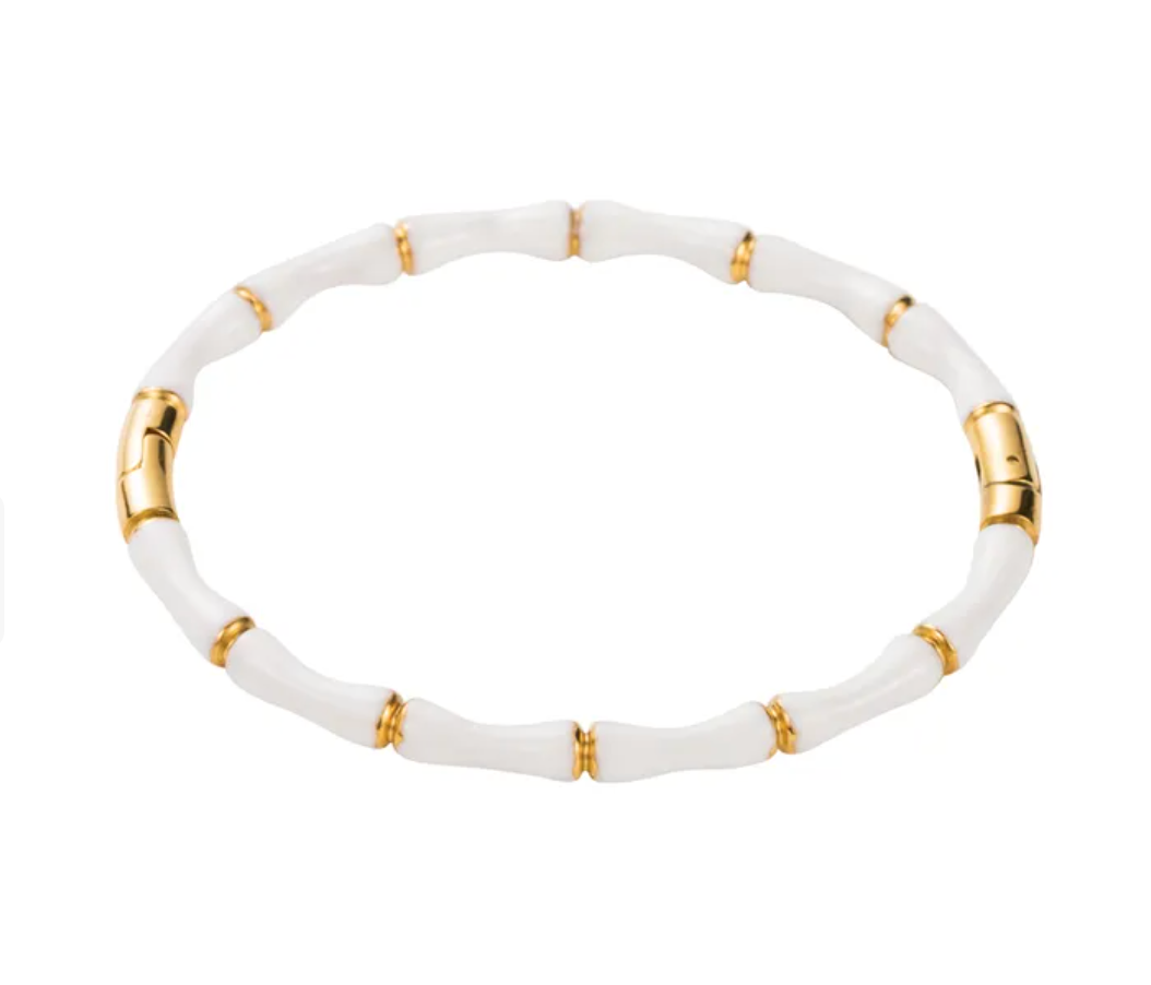 Retro Gold Plated Bangle - White