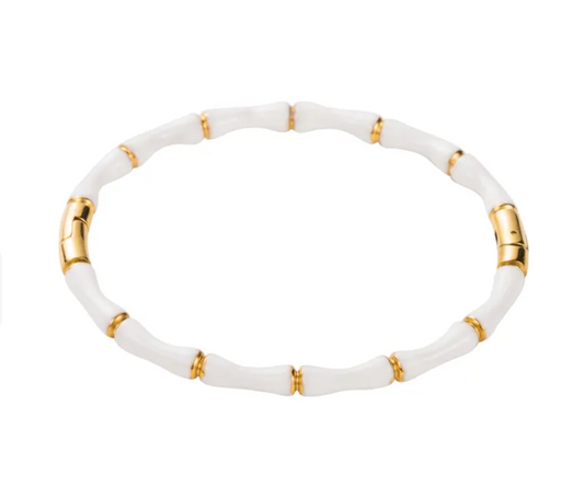 Retro Gold Plated Bangle - White