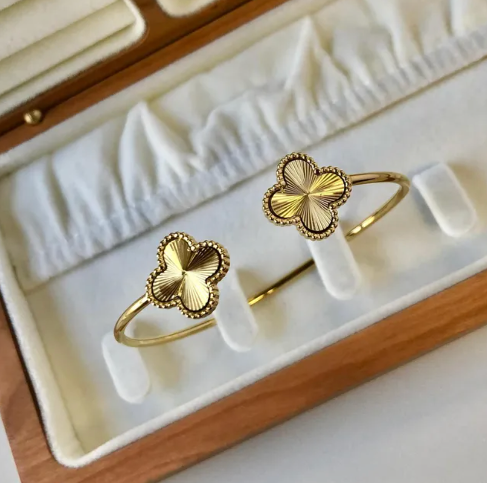 Four Leaf Plated Bracelet Cuff