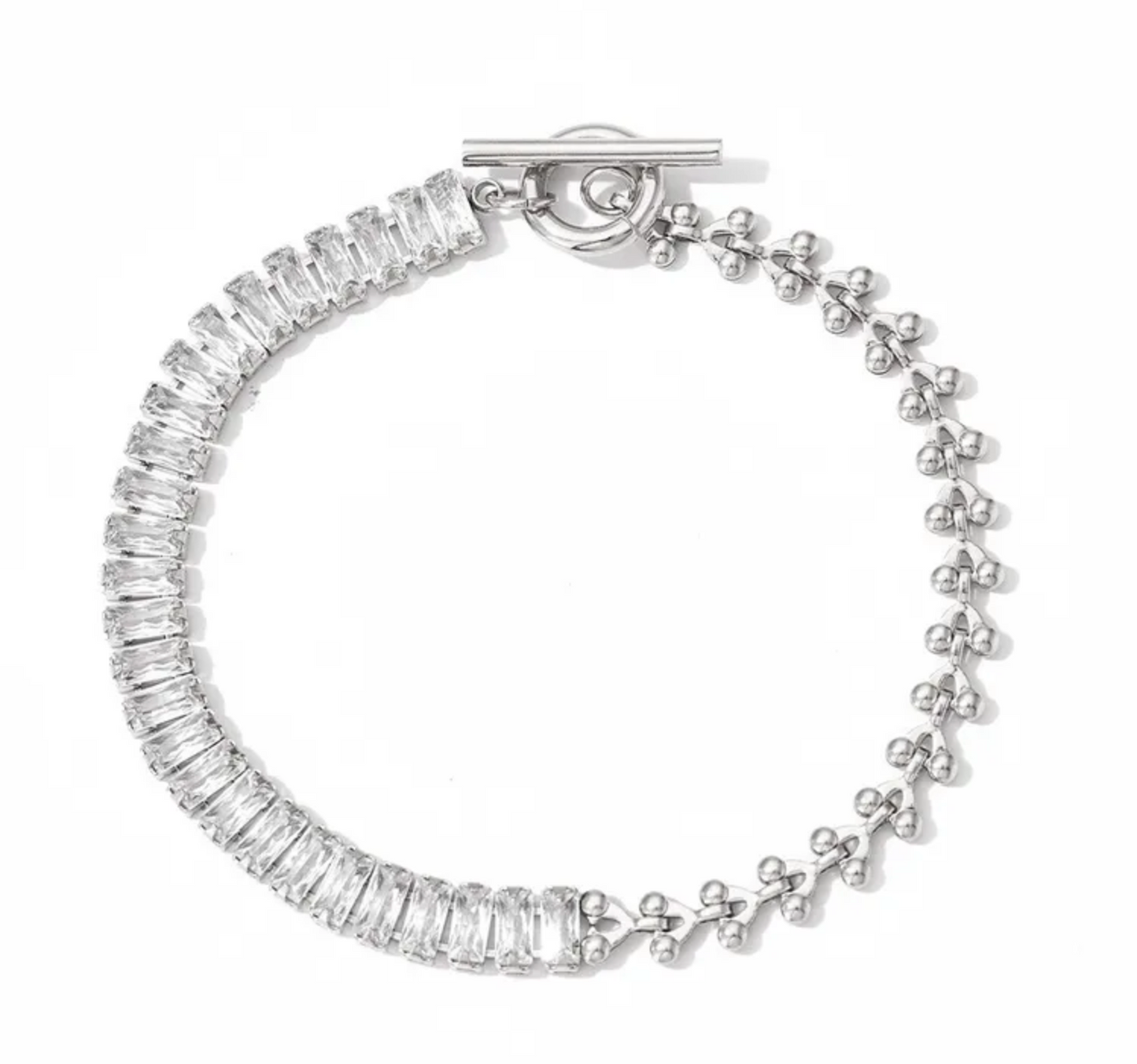 Ivie Chain Stone Bracelet - Silver