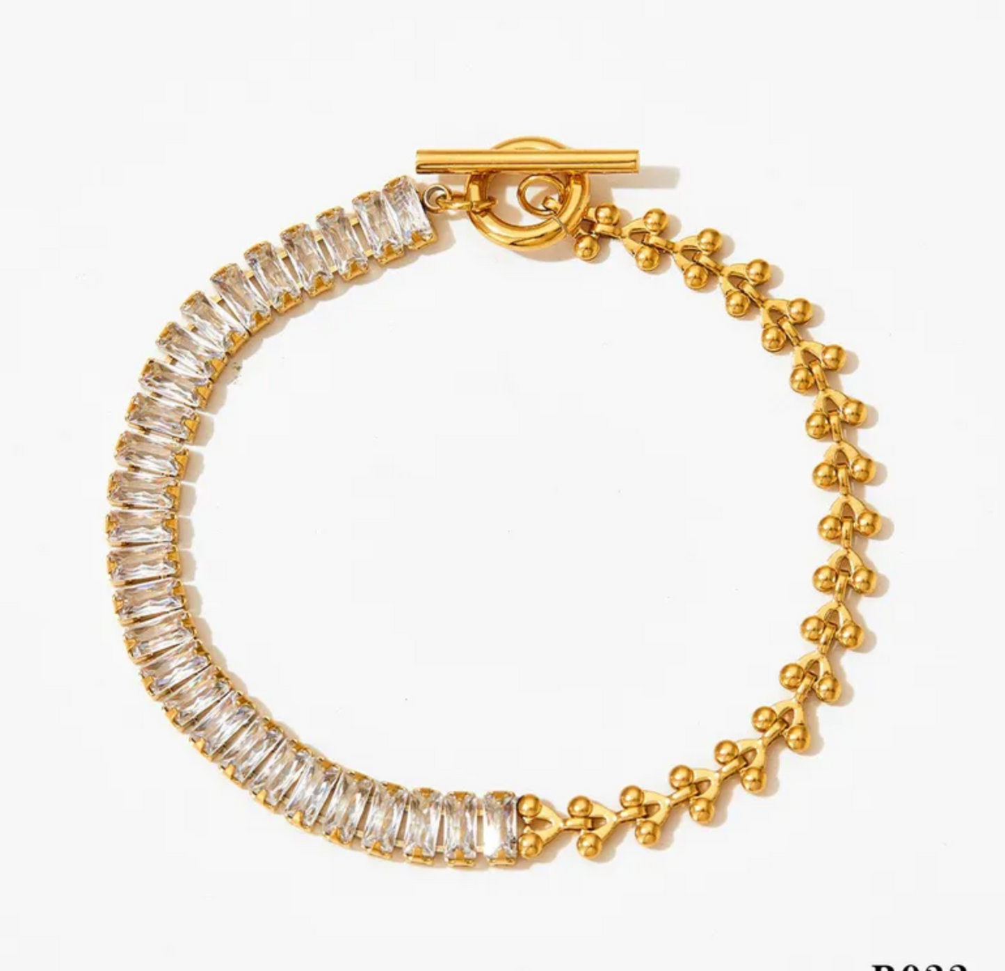 Ivie Chain Stone Bracelet - Gold Plated