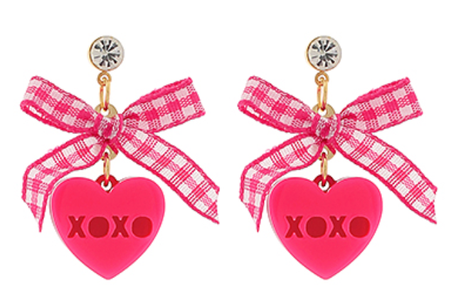 XOXO Heart & Bow Earrings
