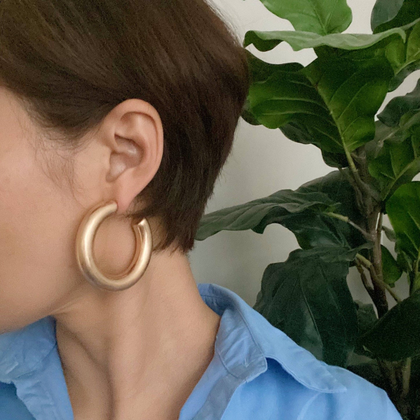 Round And Smooth Large Hoop Earrings - Silver
