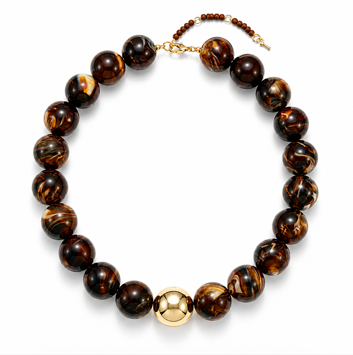 Amber Shell Bubble Beaded Statement Necklace