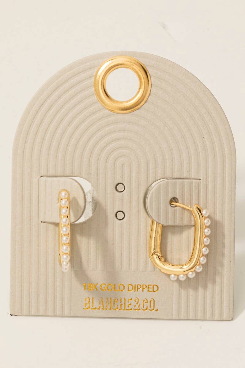 Gold Dipped Pearl Studded Hoop Earrings