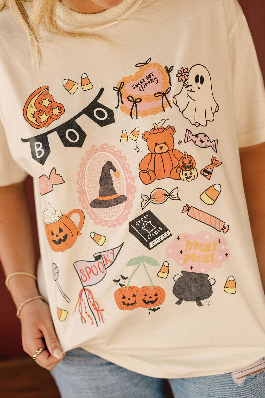 Boo Halloween Collage Graphic Tee