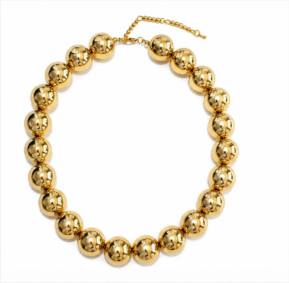 Gold Polished Bubble Bead Statement Necklace