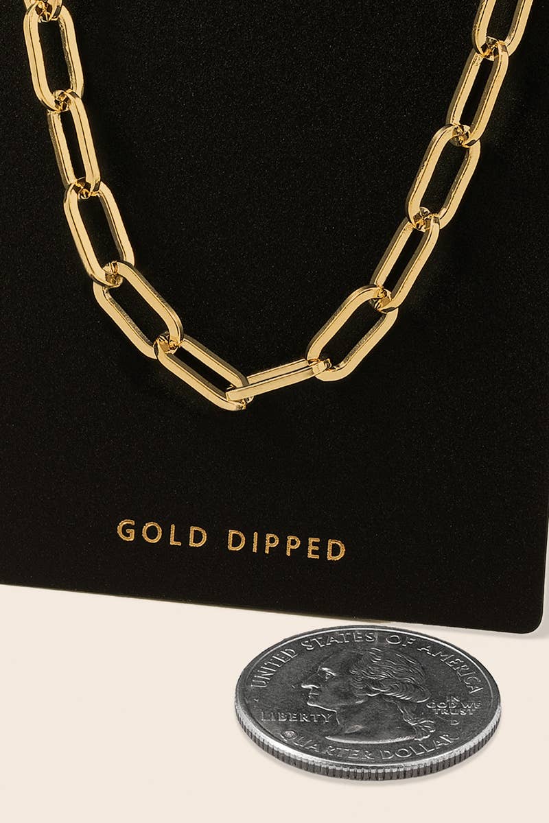 Dainty Oval Chain Link Necklace - Gold Dipped