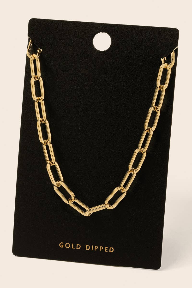 Dainty Oval Chain Link Necklace - Gold Dipped