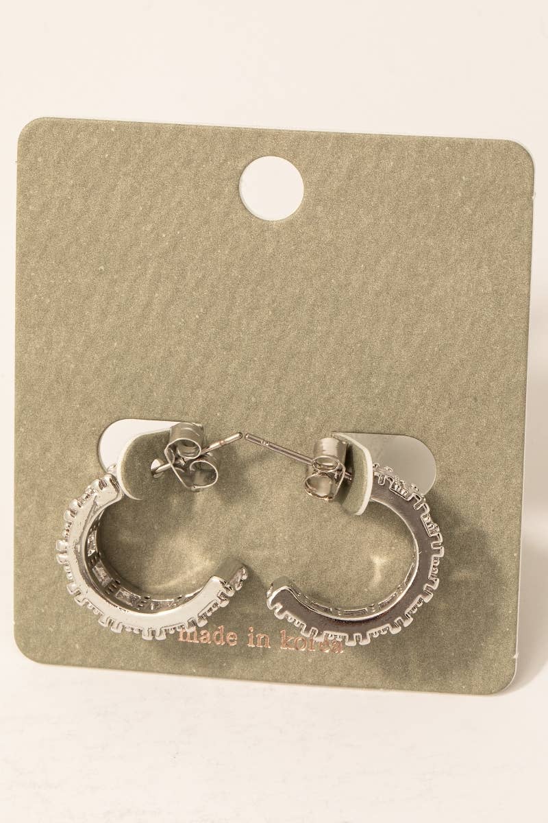 Pave Baguette Hoop Earrings