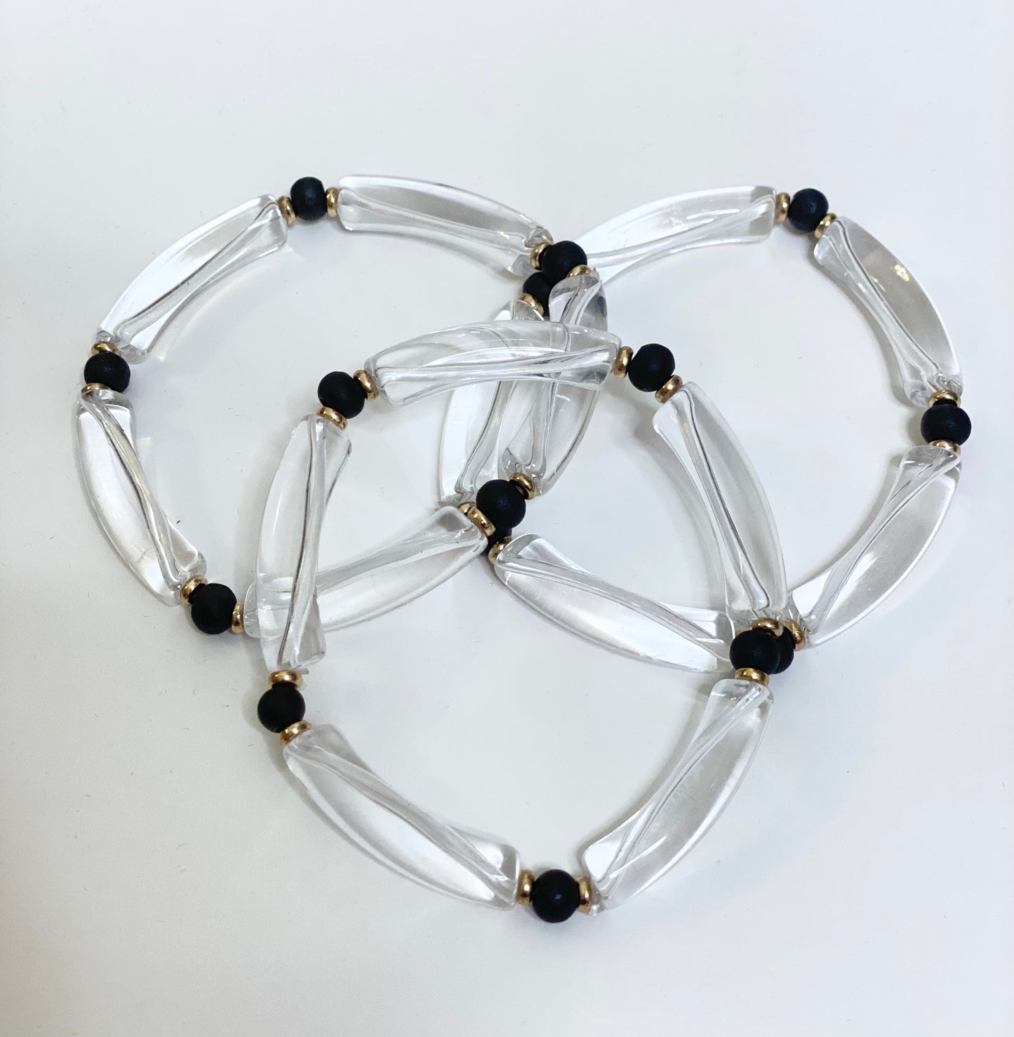 Clear & Black Skinny Bamboo Bracelet