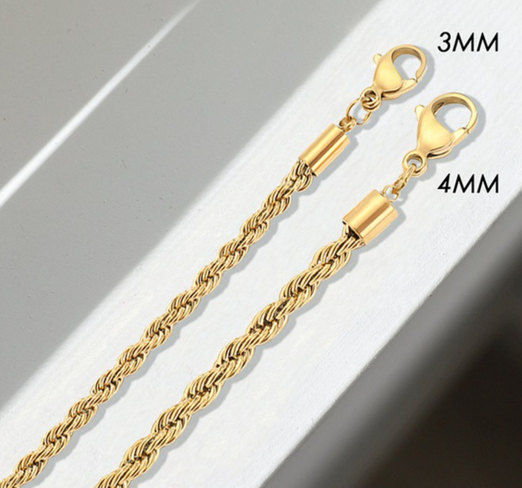 Twist Chain 14k Gold Plated Stainless Steel Necklace